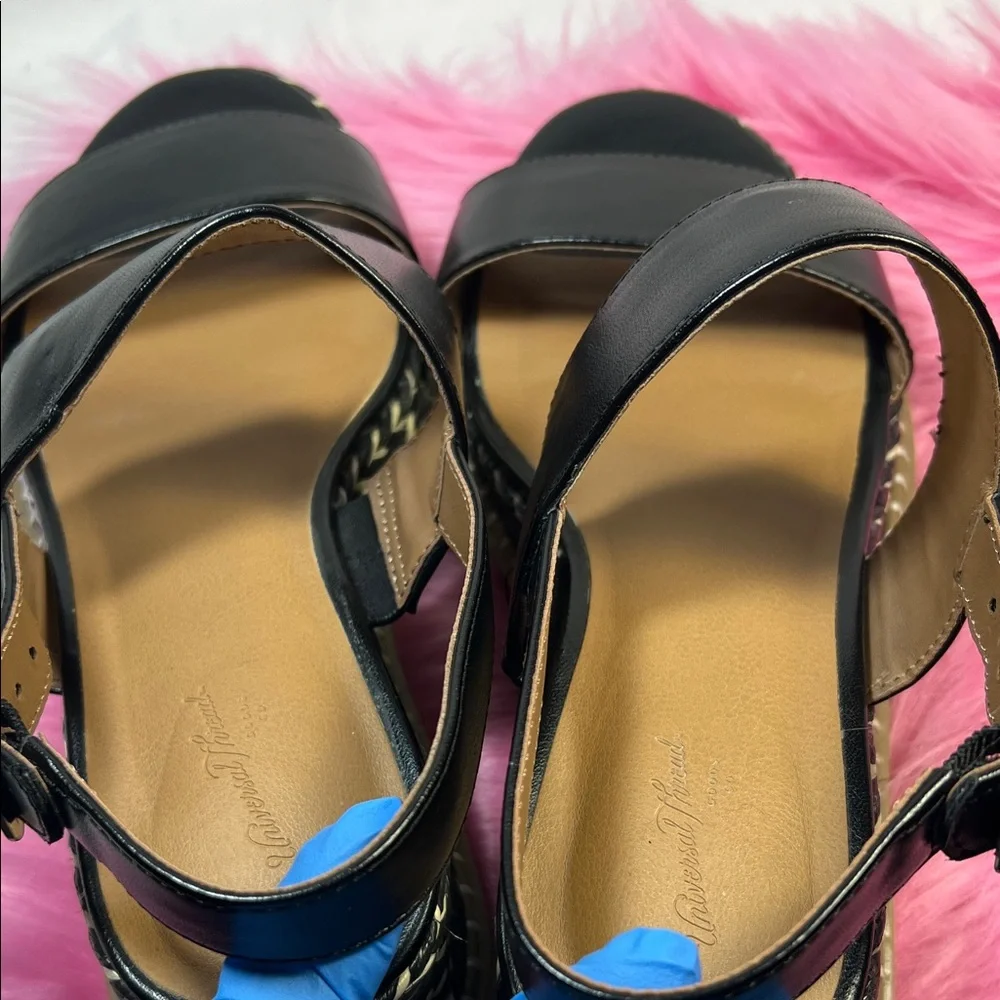 Universal Thread Black Woven Wedges